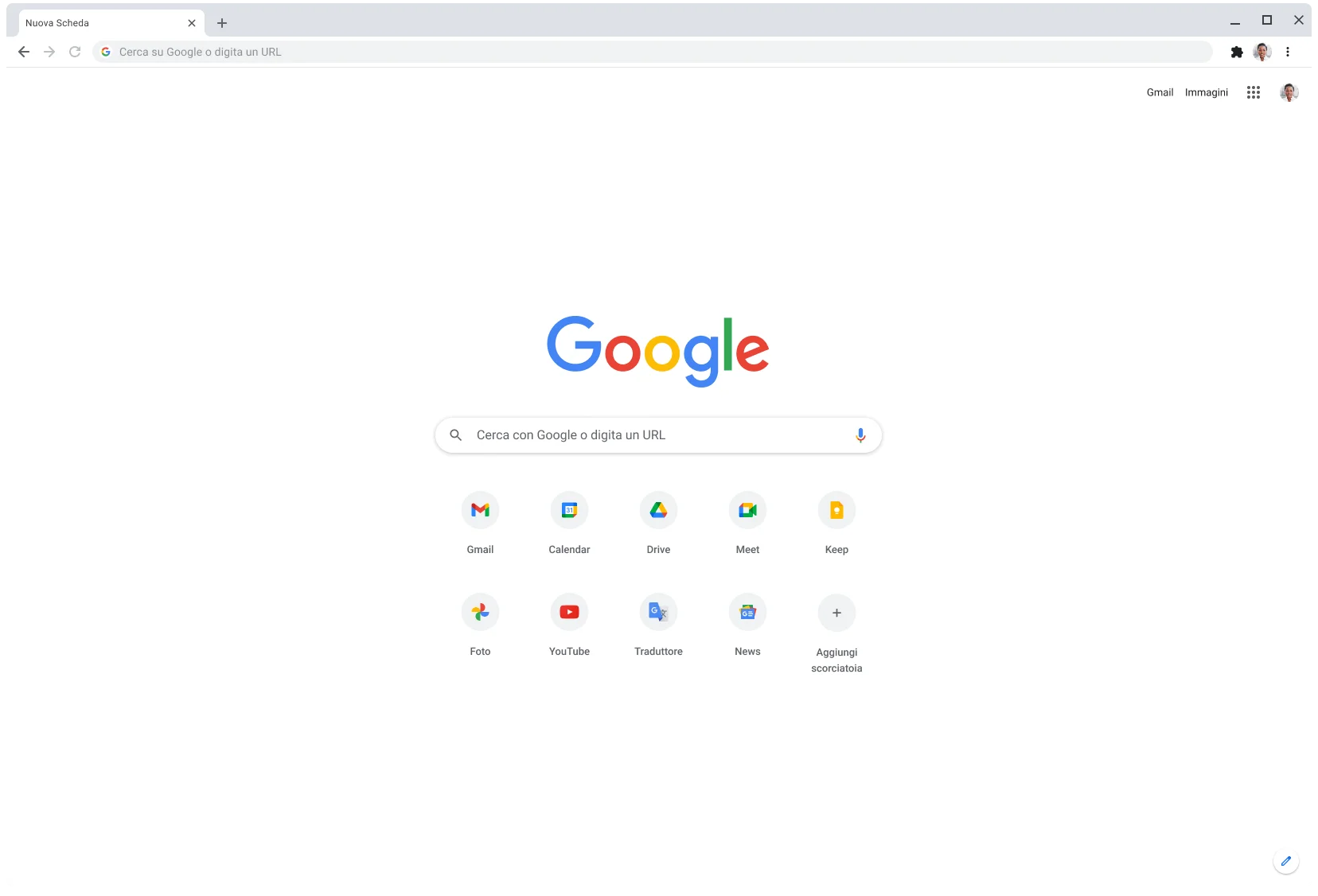 Finestra del browser Chrome con l'indirizzo Google.com visualizzato.